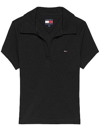 Tommy hilfiger slim fit polo zwart voor dames dw0dw22326