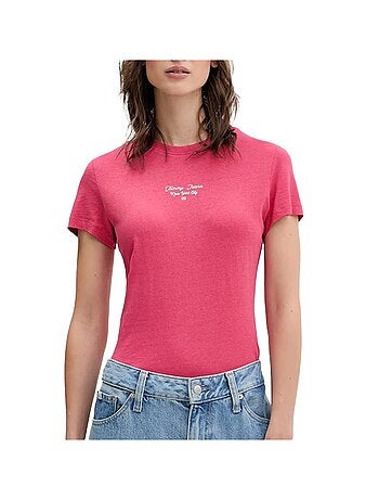 Tommy hilfiger slim fit dames t-shirt met logo - marineblauw