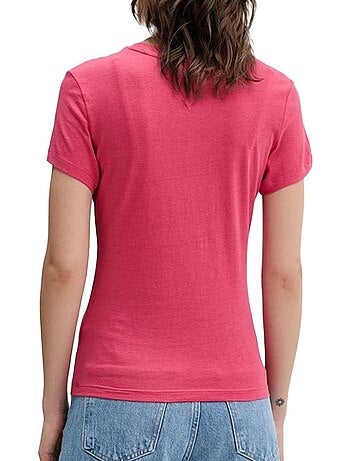 Tommy hilfiger slim fit dames t-shirt met logo - marineblauw