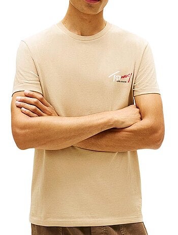 Tommy hilfiger slim fit t-shirt voor heren - beige