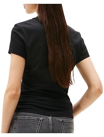 Tommy hilfiger slim fit dames t-shirt met logo - marineblauw
