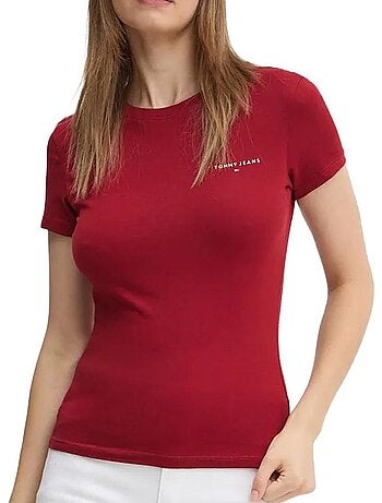 Tommy hilfiger slim fit bordeaux rood dames t-shirt