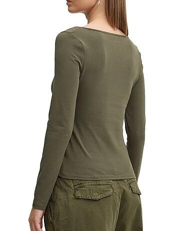 Tommy hilfiger slim metallic groen t-shirt met lange mouwen voor dames