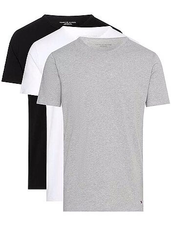 Tommy hilfiger stretch t-shirts heren - zwart/grijs/wit (3-pack)