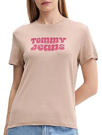 Tommy hilfiger t-shirt voor dames - wit/geel - tjw reg essential