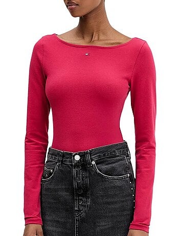 Tommy hilfiger dames slim fit t-shirt zwart met vlaglogo