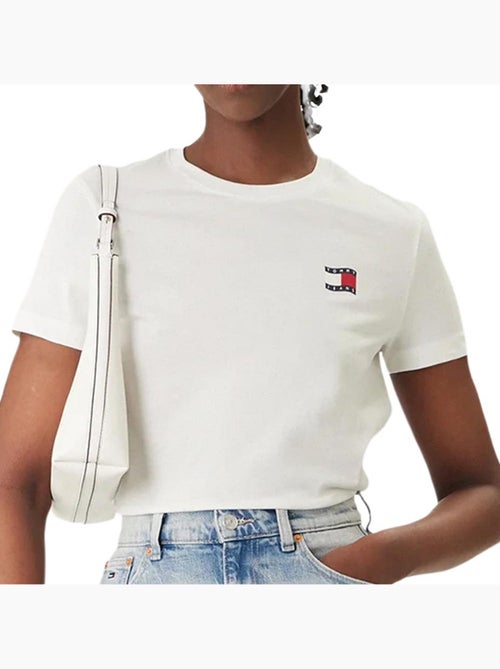 Tommy hilfiger t-shirt dames wit tjw regulier - Kiabi