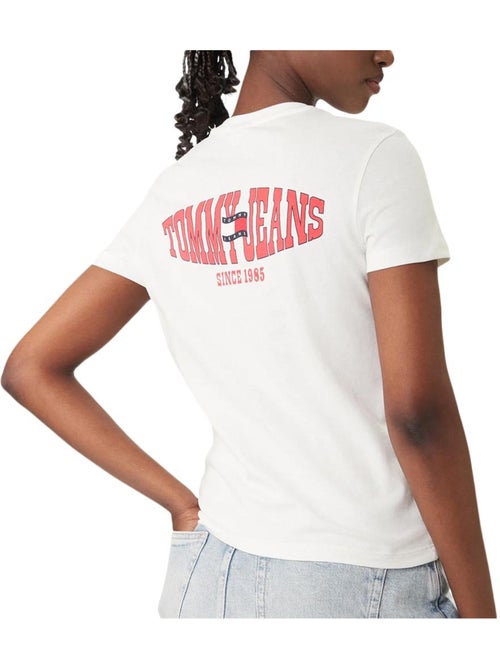 Tommy hilfiger t-shirt dames wit tjw regulier - Kiabi
