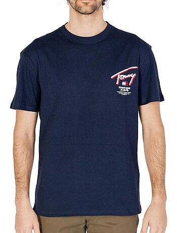 Tommy hilfiger t-shirt voor heren - donkerblauw katoen