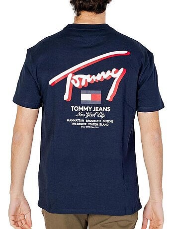 Tommy hilfiger t-shirt voor heren - donkerblauw katoen