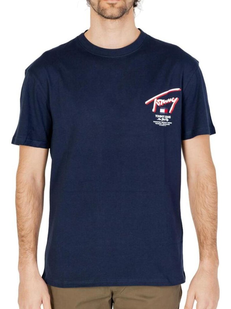Tommy Hilfiger T-shirt voor Heren - Donkerblauw Katoen Marineblauw - Kiabi