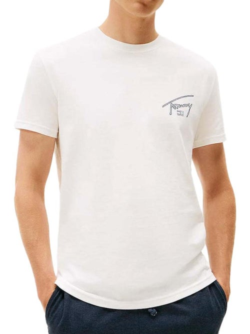 Tommy Hilfiger T-Shirt voor Heren - Wit met Rugprint - Kiabi Tommy Hilfiger T-Shirt voor Heren - Wit met Rugprint - Kiabi
