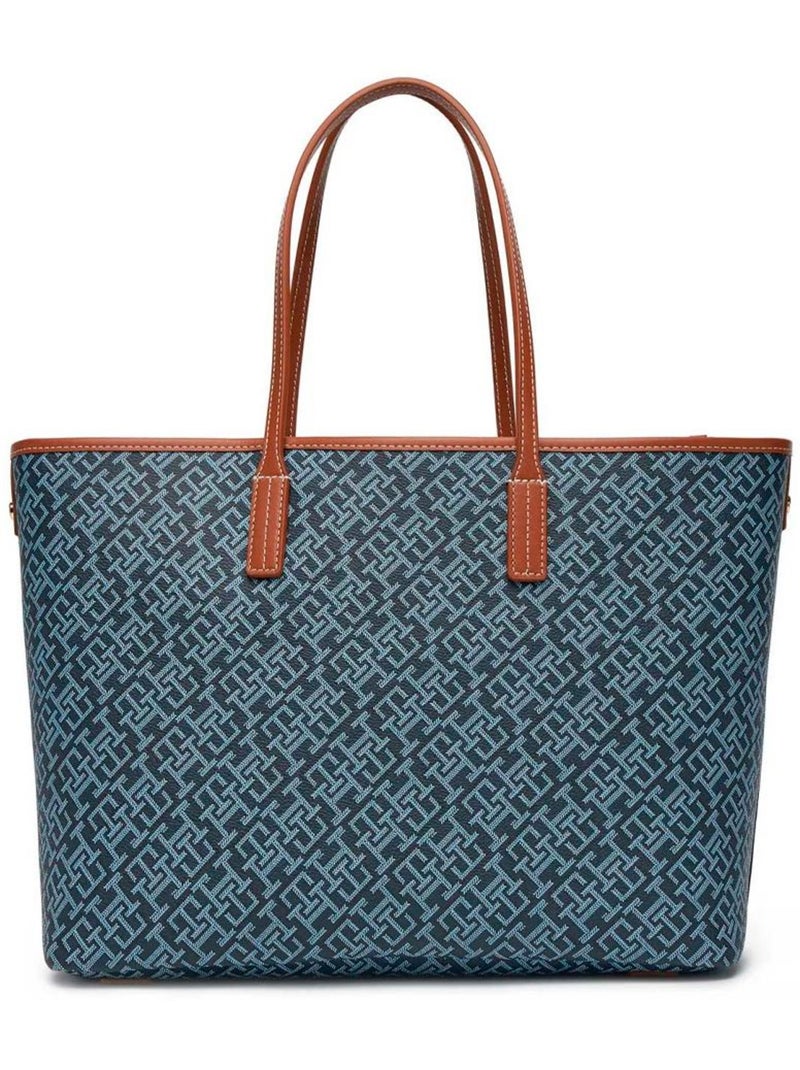 Tommy Hilfiger Th Monoplay Blauwe Dames Shopper Tas Blauw - Kiabi