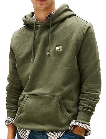 Tommy hilfiger tjm reg badge heren hoodie kaki