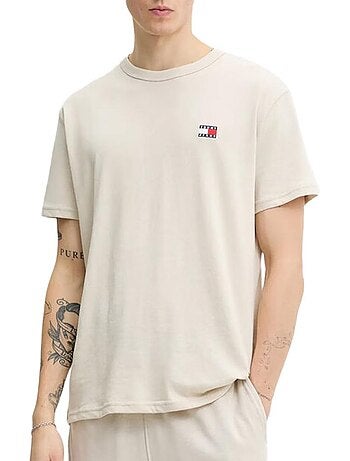 Tommy hilfiger tjm regular badge t-shirt beige voor heren