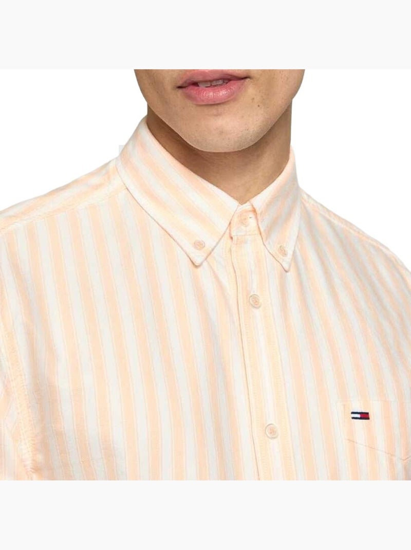 Tommy hilfiger tjm regular gestreepte overhemd oranje/beige voor heren Beige - Kiabi