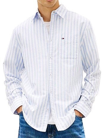 Tommy hilfiger tjm regular gestreepte overhemd voor heren - blauw/beige