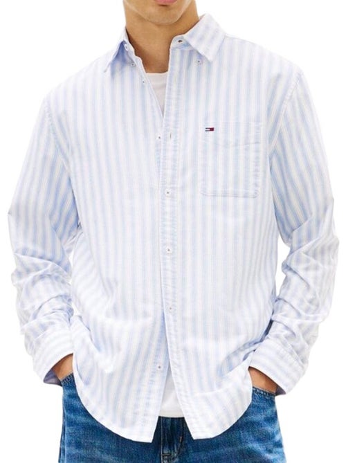 Tommy hilfiger tjm regular gestreepte overhemd voor heren - blauw/beige - Kiabi Tommy hilfiger tjm regular gestreepte overhemd voor heren - blauw/beige - Kiabi
