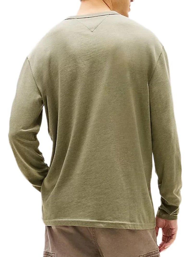 Tommy hilfiger tjm regular heren t-shirt met lange mouwen kaki Licht kakigroen - Kiabi