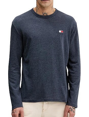 Tommy hilfiger tjm regular heren t-shirt met lange mouwen zwart