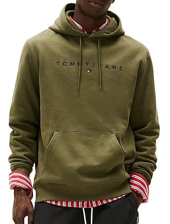 Tommy hilfiger tjm regular linear heren sweatshirt kaki