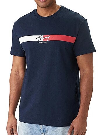 Tommy hilfiger tjm regular signature t-shirt voor heren - marineblauw