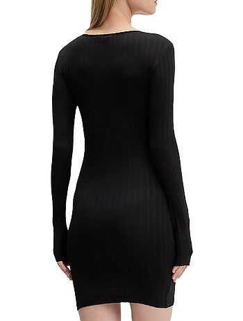 Tommy hilfiger tjw irregular rib zwarte jurk voor dames