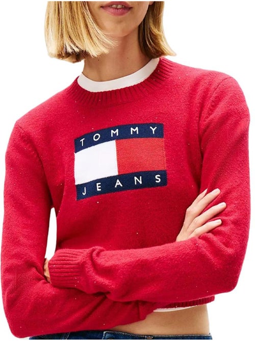 Tommy Hilfiger Tjw Sparkle Flag Rode Dames Trui - Kiabi Tommy Hilfiger Tjw Sparkle Flag Rode Dames Trui - Kiabi