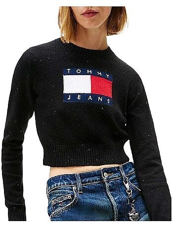 Tommy hilfiger tjw sparkle flag grijze trui voor dames