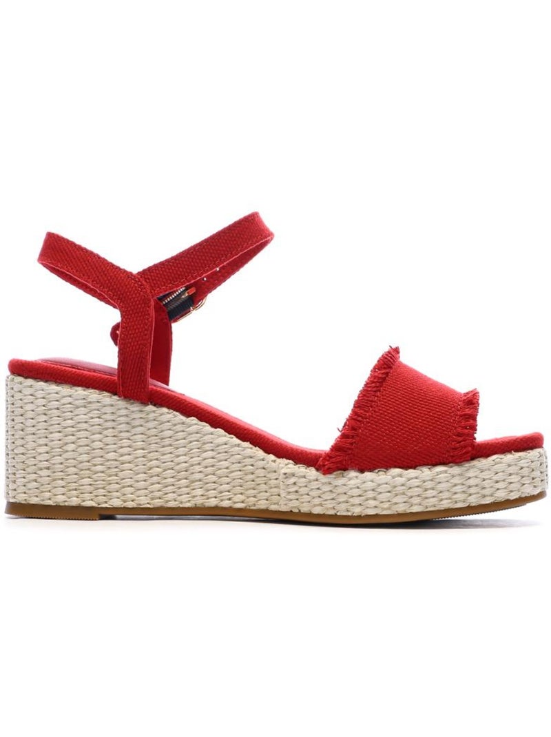 Tommy Hilfiger Wedgeee Rode Sandalen met Sleehak voor Dames Rood - Kiabi