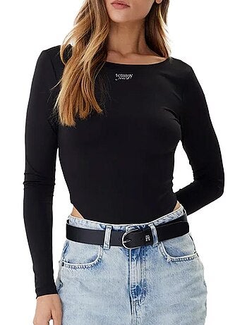 Tommy hilfiger zwarte body voor dames - zilveren details