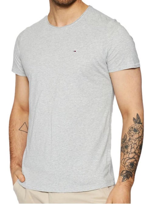 Tommy Jeans Slim Fit Heren T-shirt Grijs Gemêleerd - Kiabi Tommy Jeans Slim Fit Heren T-shirt Grijs Gemêleerd - Kiabi