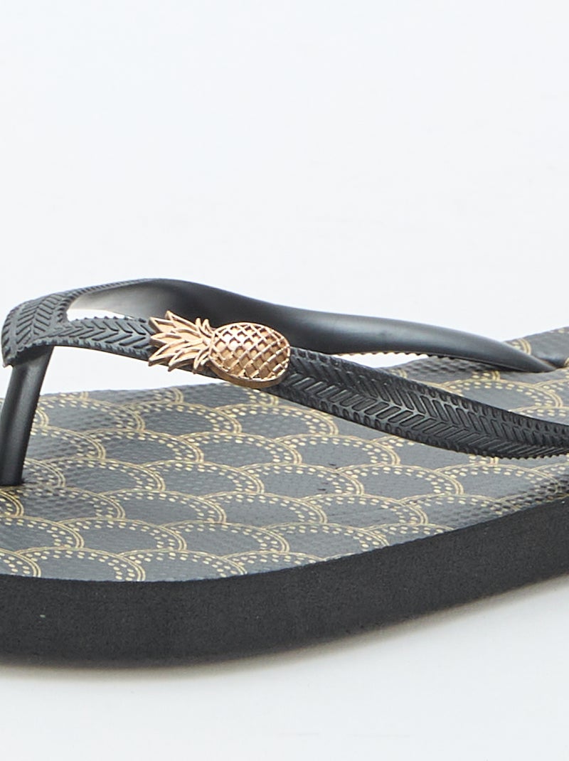 Tongs à semelles imprimées Noir - Kiabi