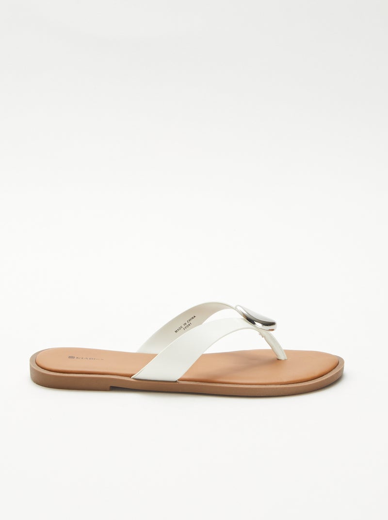 Tongs avec détail bijou métallique Blanc - Kiabi