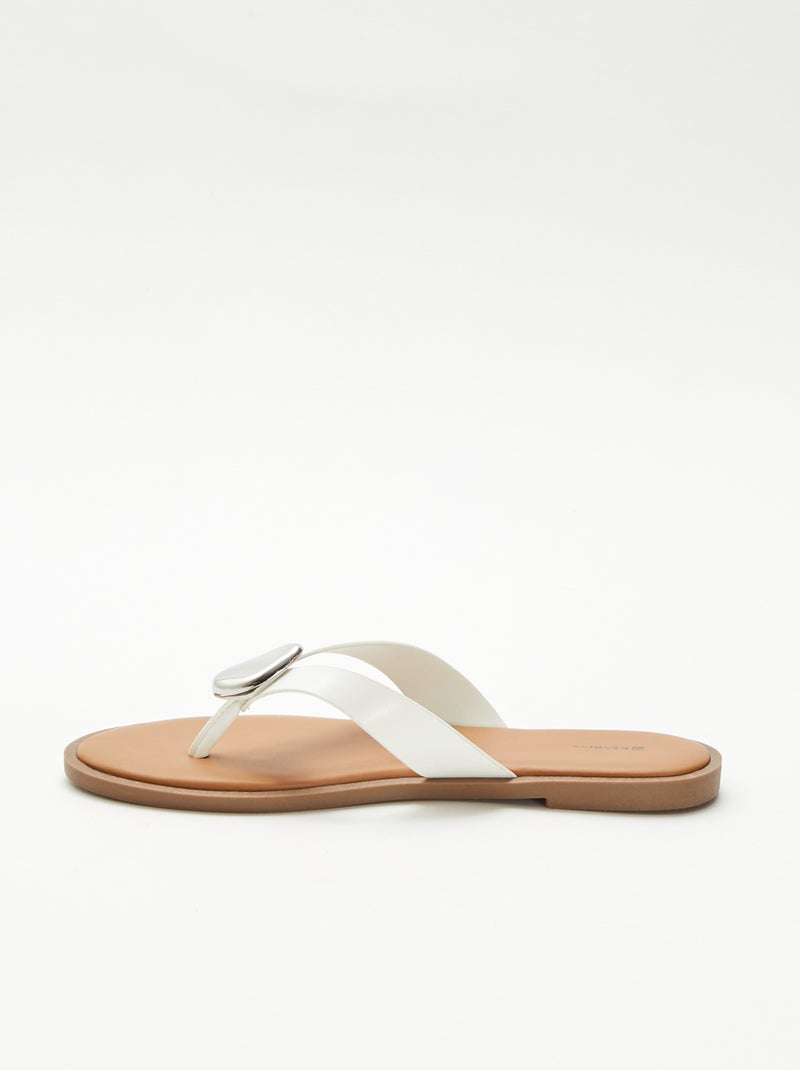 Tongs avec détail bijou métallique Blanc - Kiabi