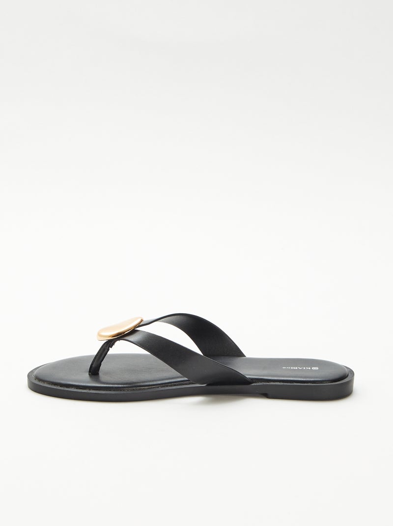 Tongs avec détail bijou métallique Noir - Kiabi