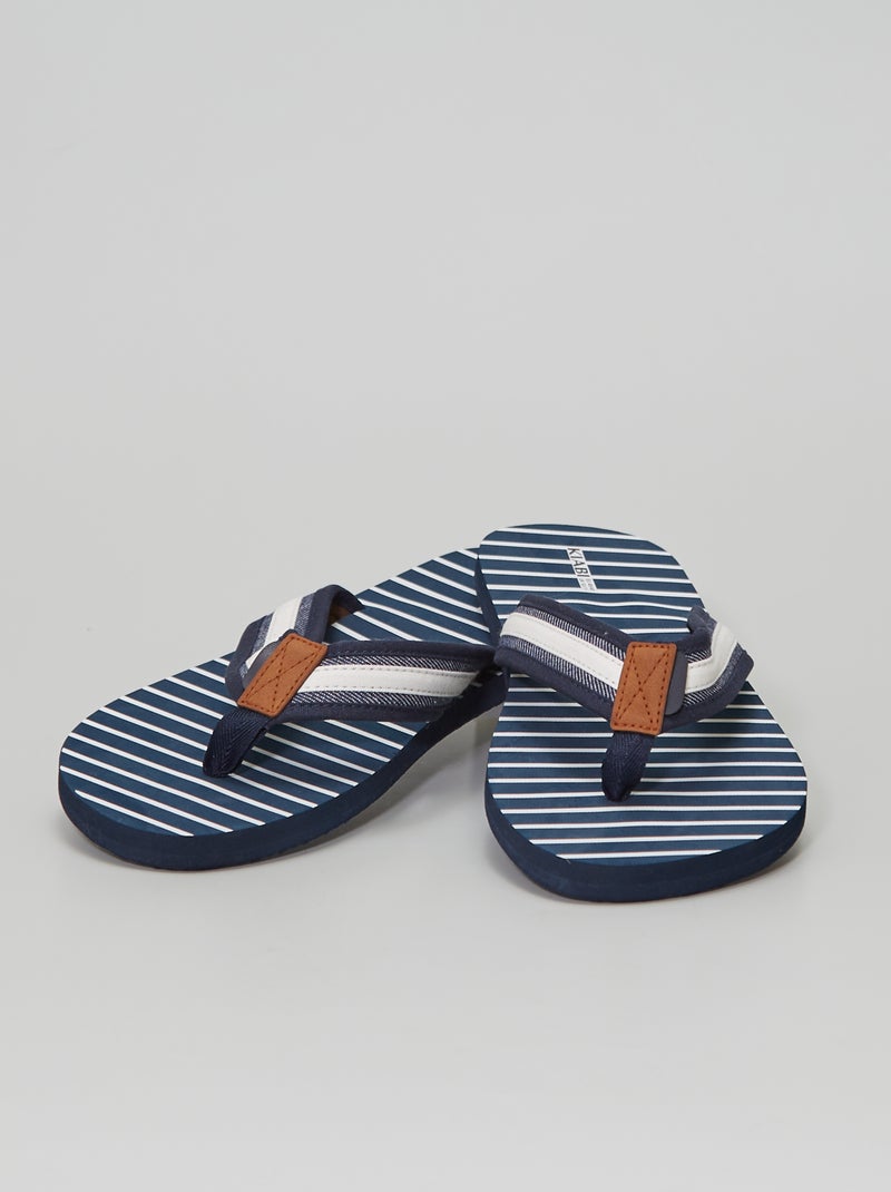 Tongs avec lanières en textile Bleu - Kiabi