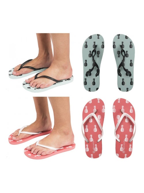 Tongs Femme Motifs Lot de 2 - Kiabi Tongs Femme Motifs Lot de 2 - Kiabi