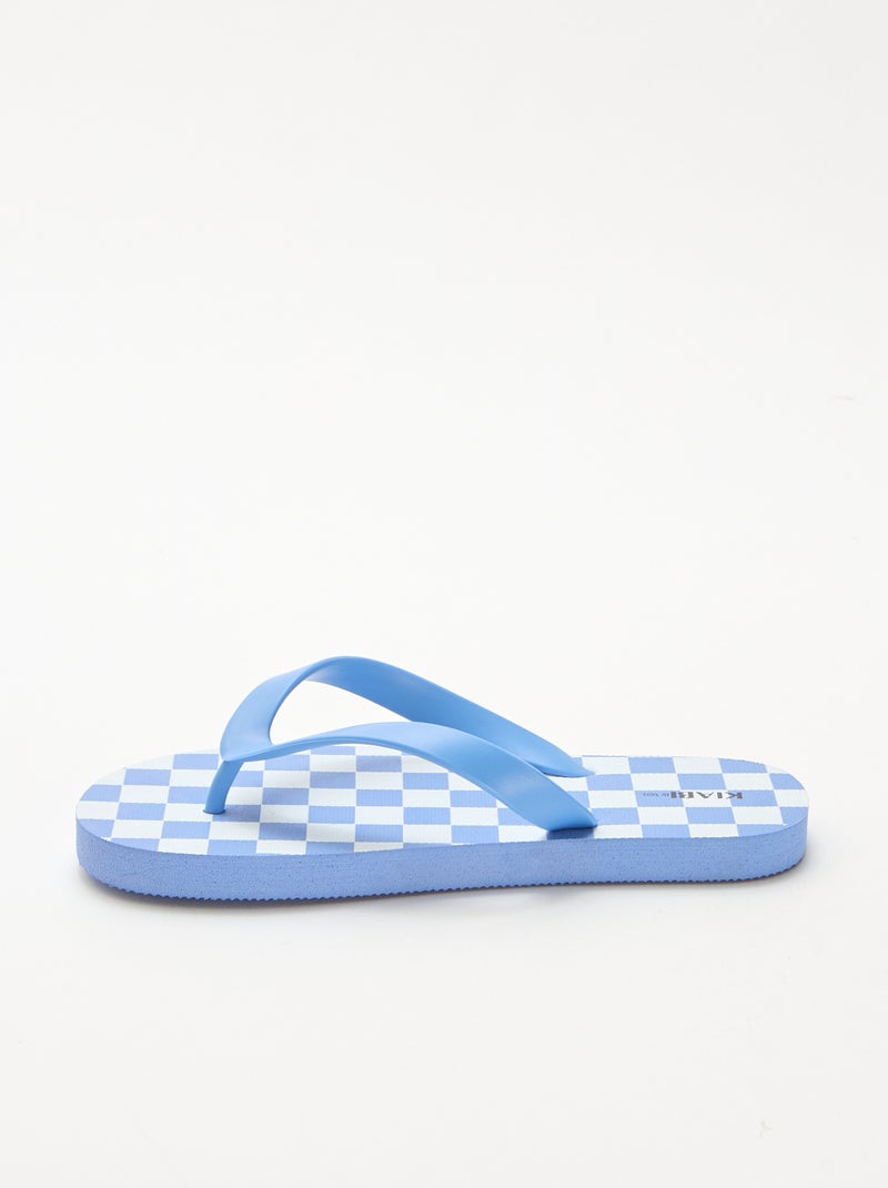 Tongs imprimé damier Bleu - Kiabi