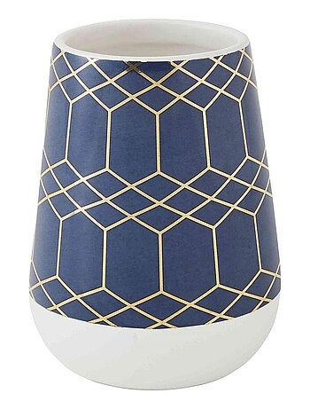 Toothbrushhouder keramiek GOTAM met geometrisch design - Blauw - Guy Levasseur
