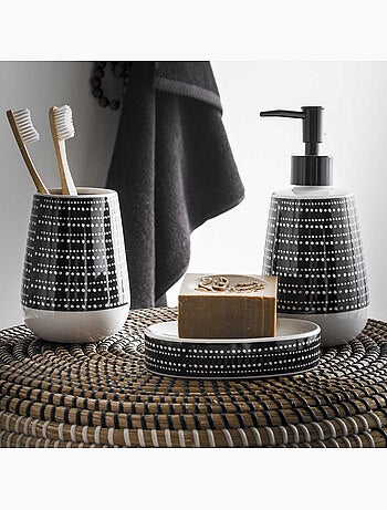 Toothbrushhouder keramiek GOTAM met geometrisch design - Blauw - Guy Levasseur