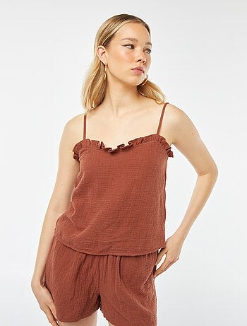 Top à bretelles en double gaze de coton