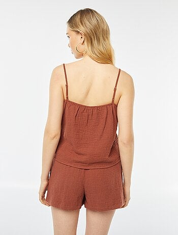 Top à bretelles en double gaze de coton