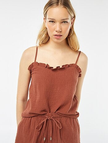 Top à bretelles en double gaze de coton