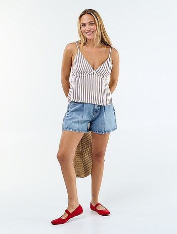 Top à bretelles en lin mélangé