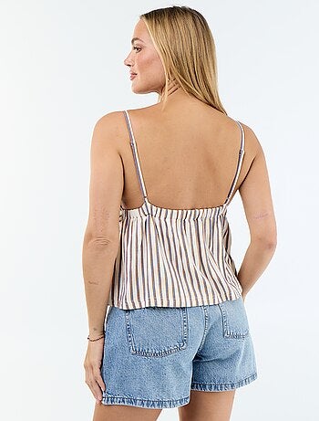 Top à bretelles en lin mélangé