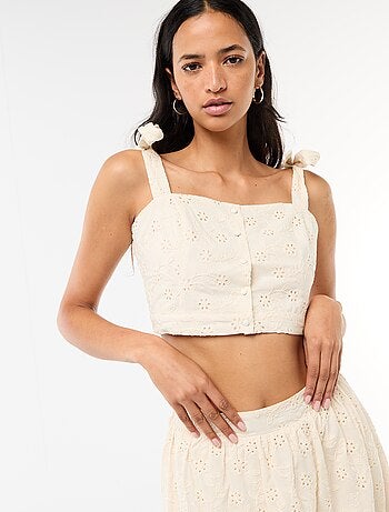 Top à bretelles noeud en coton
