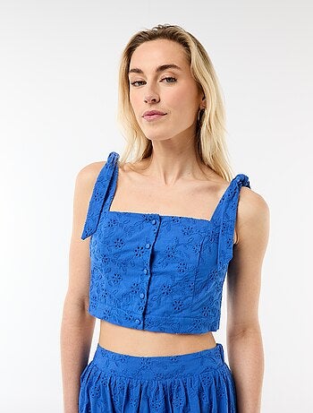Top à bretelles noeud en coton
