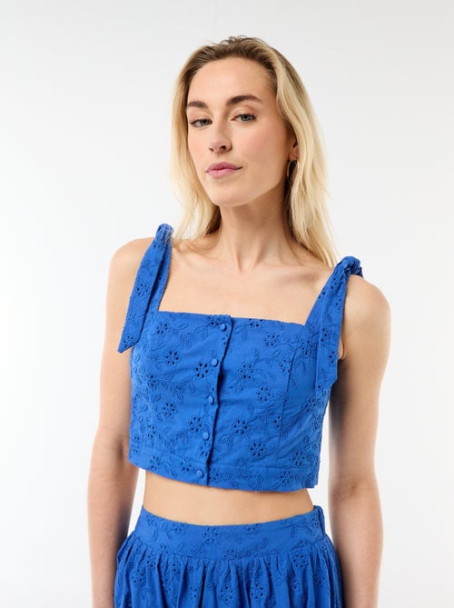 Top à bretelles noeud en coton - Kiabi