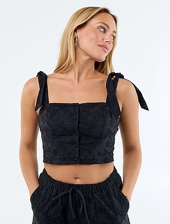 Top à bretelles noeud en coton